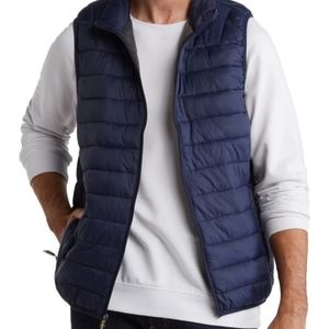 HAWKE & CO packable navy blue puffy vest